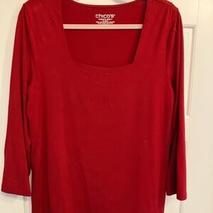 Chico's Bold Red Long Sleeve Top